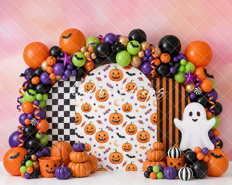 Happy Haunts Halloween Photography Backdrop – Pumpkin Ghost Studio Scene | HSD Backdrops