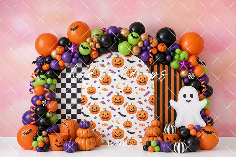 Happy Haunts Halloween Photography Backdrop – Pumpkin Ghost Studio Scene | HSD Backdrops