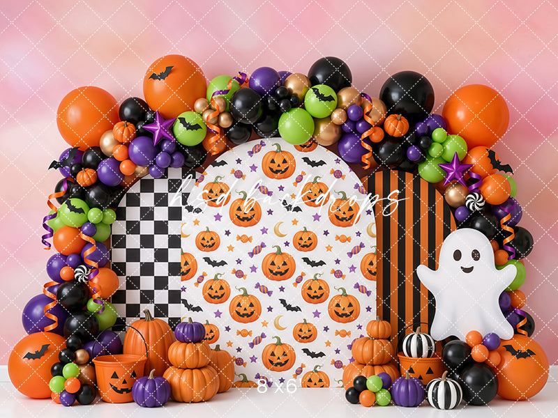 Happy Haunts Halloween Photography Backdrop – Pumpkin Ghost Studio Scene | HSD Backdrops
