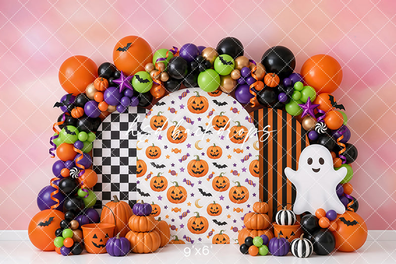 Happy Haunts Halloween Photography Backdrop – Pumpkin Ghost Studio Scene | HSD Backdrops