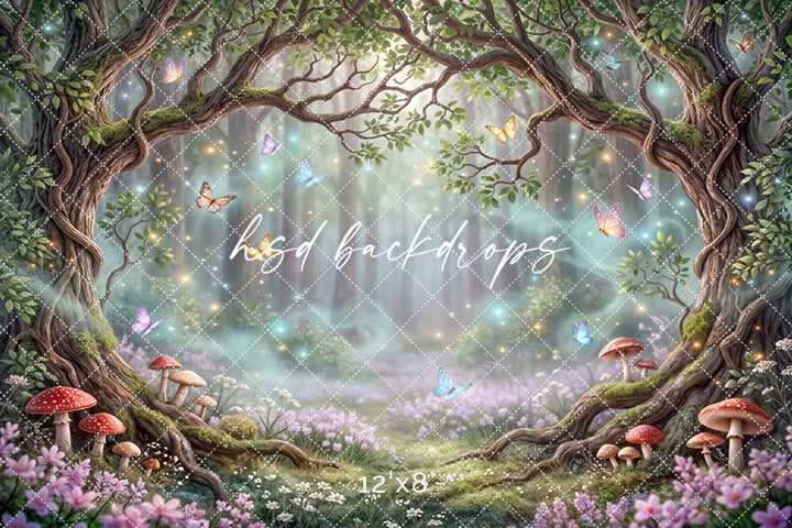 Enchanted Butterfly Forest Photography Backdrop – Magical Woodland Fairytale Scene | HSD Backdrops