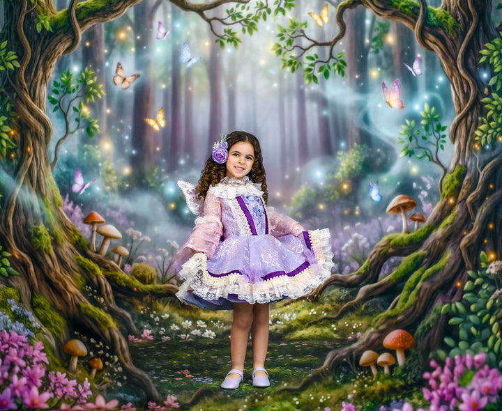 Enchanted Butterfly Forest Photography Backdrop – Magical Woodland Fairytale Scene | HSD Backdrops