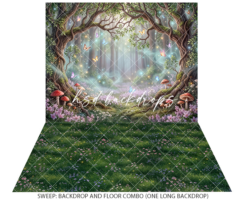 Enchanted Butterfly Forest Photography Backdrop – Magical Woodland Fairytale Scene | HSD Backdrops