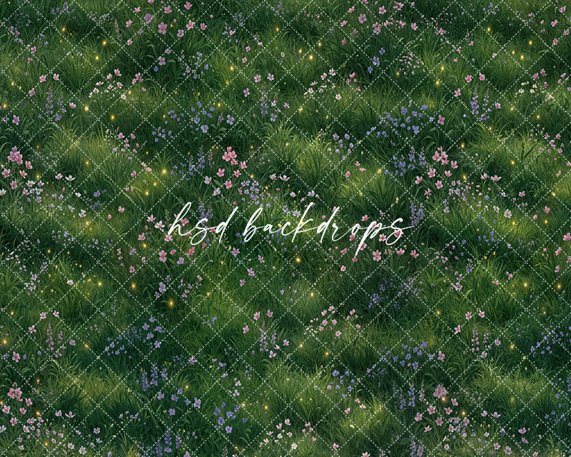 Enchanted Firefly Meadow Photography Floor Mat – Magical Woodland Fairytale Studio Floor | HSD Backdrops