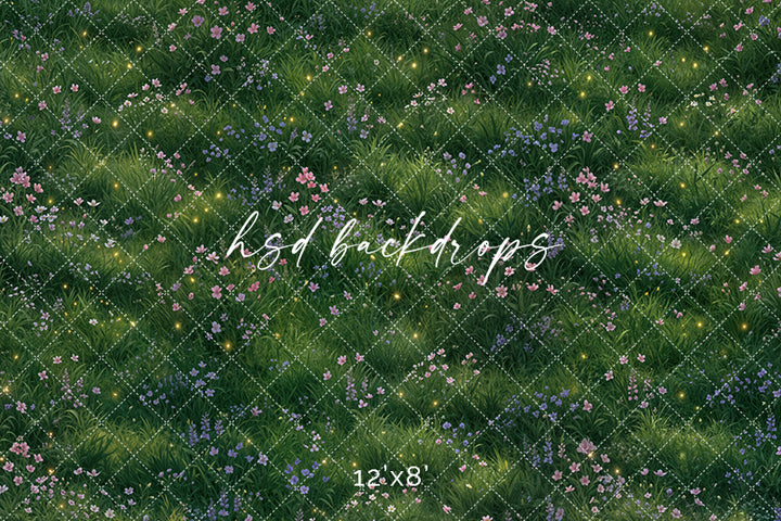 Enchanted Firefly Meadow Photography Backdrop – Magical Woodland Fairytale Floor Scene | HSD Backdrops