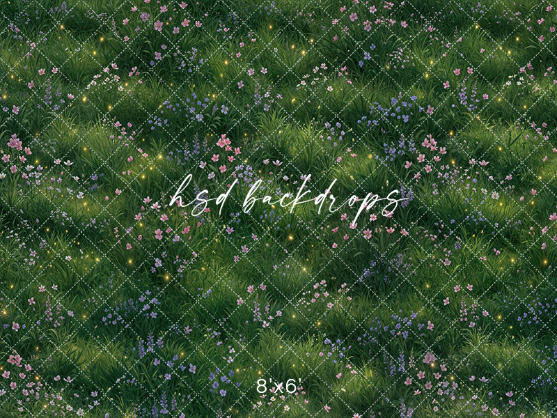 Enchanted Firefly Meadow Photography Floor Mat – Magical Woodland Fairytale Studio Floor | HSD Backdrops