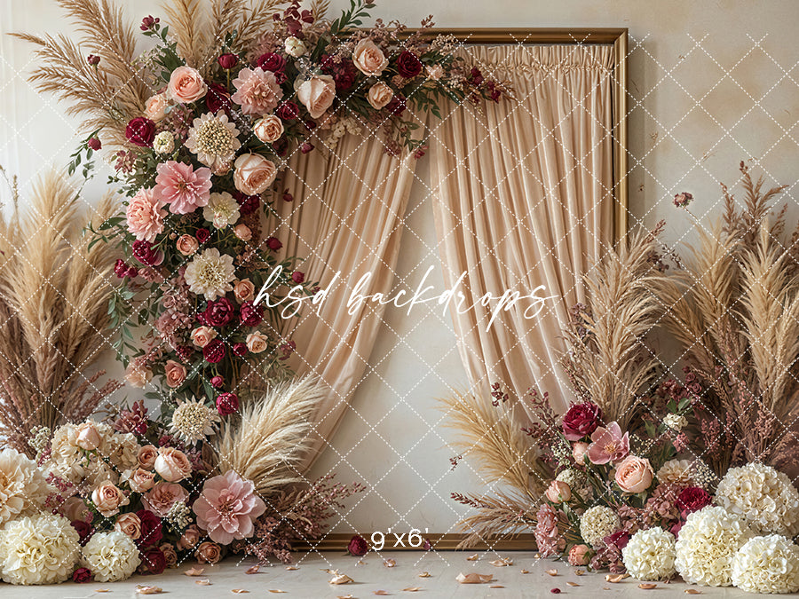 Pretty Pink Floral Frame Maternity Backdrop for Photos – HSD ...