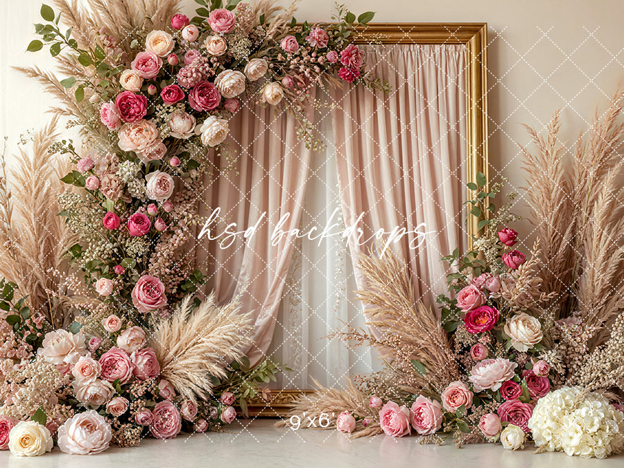 Romantic Roses Floral Frame Maternity Backdrop for Photos – HSD ...
