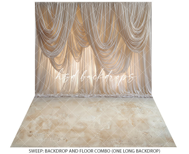Ivory Elegance – Draped Fabric Photography Backdrop
