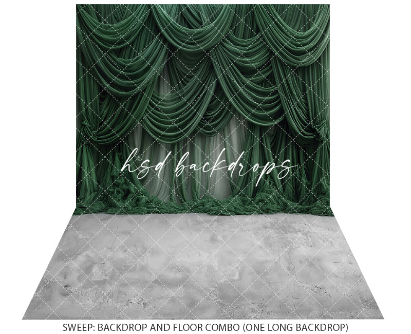 Emerald Drape Elegance – Draped Fabric Photography Backdrop