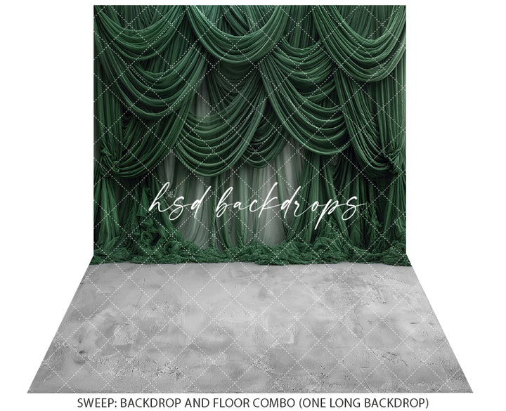 Emerald Drape Elegance – Draped Fabric Photography Backdrop