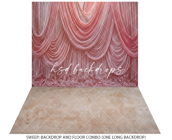 Blushing Veil Elegance – Pink Draped Fabric Photo Background
