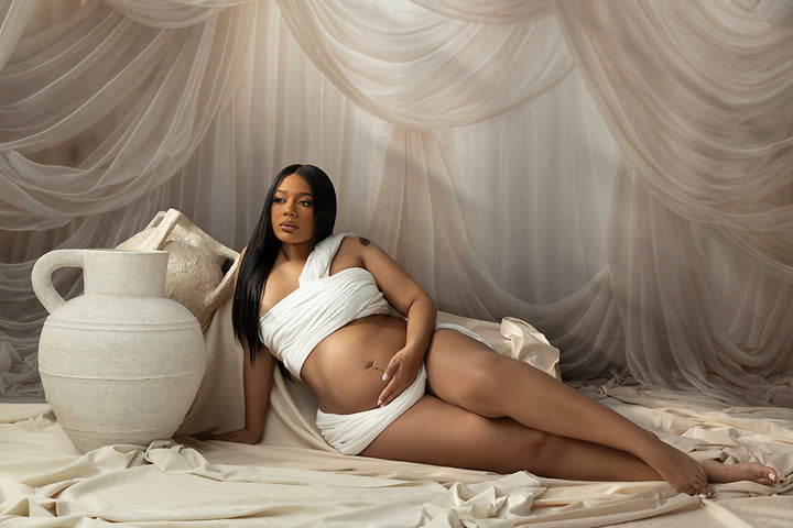 Ivory Serenity – White Draped Fabric Photo background