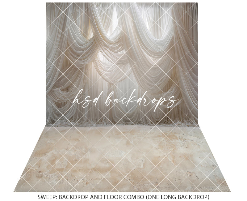 Ivory Serenity – White Draped Fabric Photo background