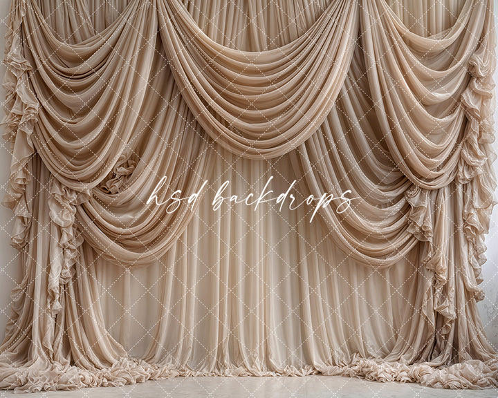 Champagne Cascade – Draped Fabric Photo Backdrop (Flipped)