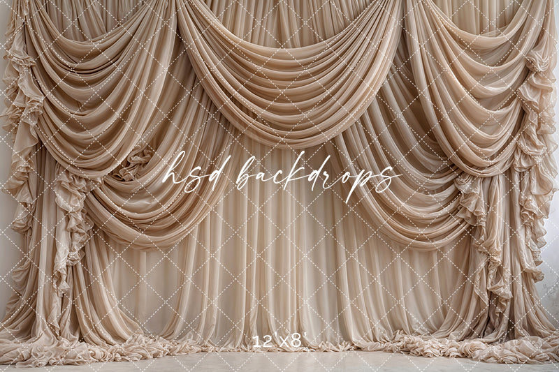 Champagne Cascade – Draped Fabric Photo Backdrop (Flipped)