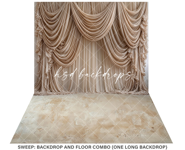 Champagne Cascade – Draped Fabric Photo Backdrop (Flipped)