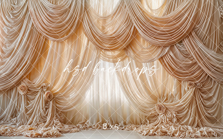 Opulent Silk Rosettes Drapes – Couture Photography Backdrop