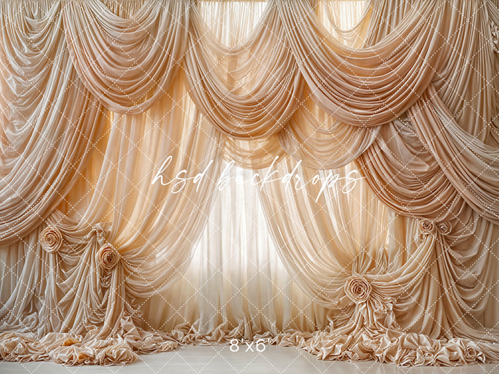 Opulent Silk Rosettes Drapes – Couture Photography Backdrop