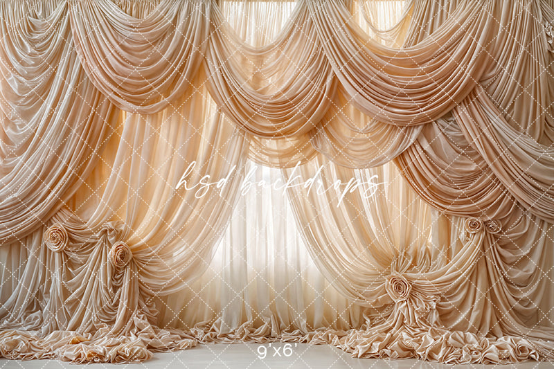 Opulent Silk Rosettes Drapes – Couture Photography Backdrop