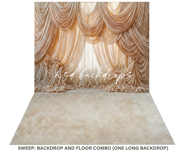 Opulent Silk Rosettes Drapes – Couture Photography Backdrop
