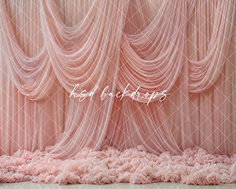 Blush Silk Cascade – Draped Fabric Backdrop