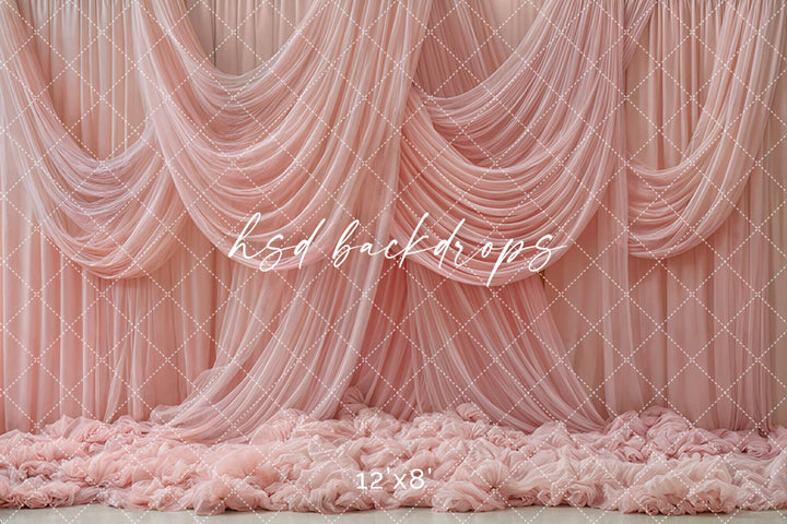 Blush Silk Cascade – Draped Fabric Backdrop