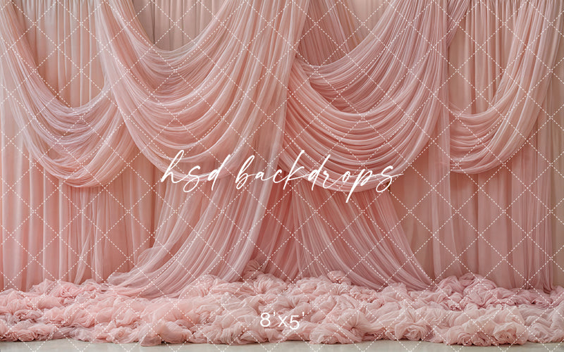 Blush Silk Cascade – Draped Fabric Backdrop