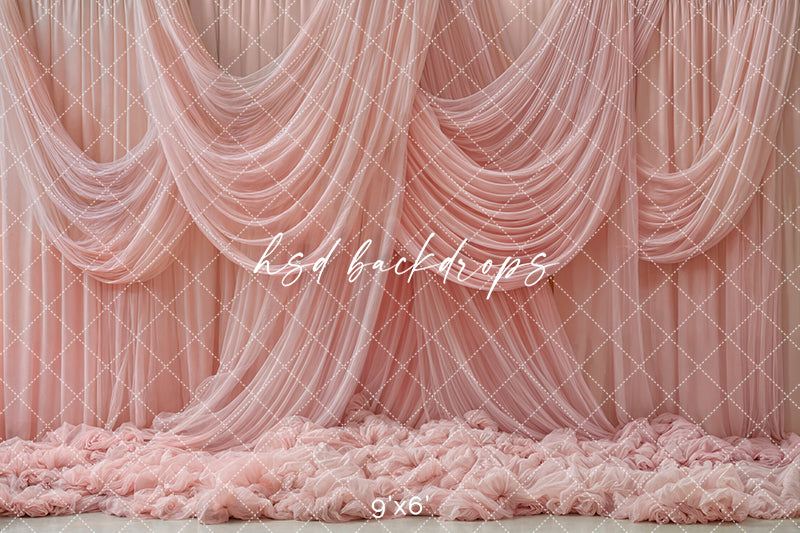Blush Silk Cascade – Draped Fabric Backdrop