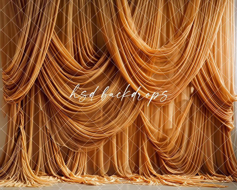 Honey Gold Drape Elegance – Couture Fabric Backdrop