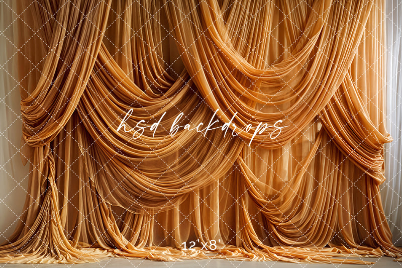 Honey Gold Drape Elegance – Couture Fabric Backdrop