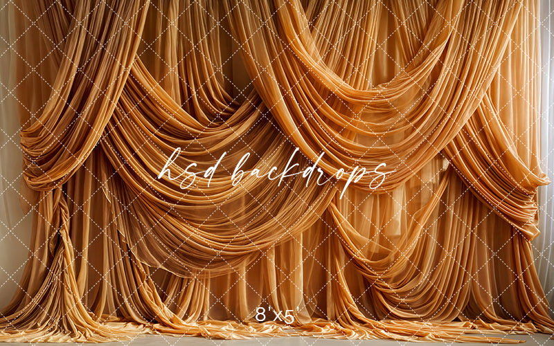 Honey Gold Drape Elegance – Couture Fabric Backdrop