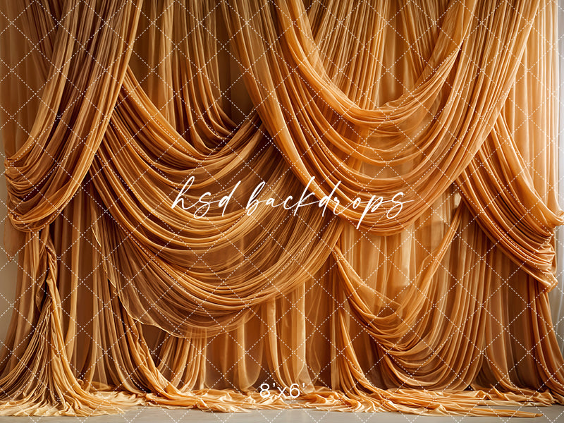 Honey Gold Drape Elegance – Couture Fabric Backdrop