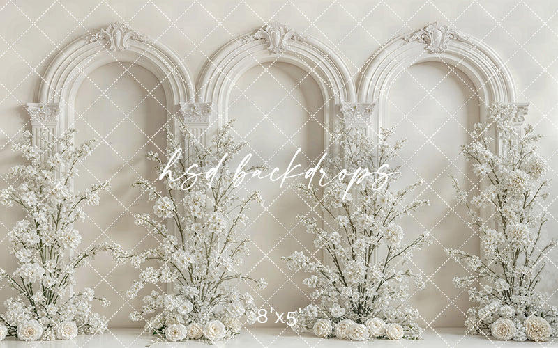 Ivory Blossom Arches – Elegant Floral Backdrop