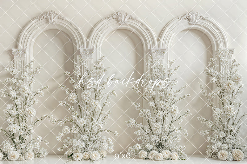 Ivory Blossom Arches – Elegant Floral Backdrop