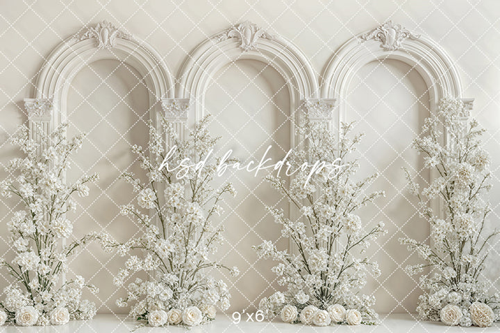 Ivory Blossom Arches – Elegant Floral Backdrop