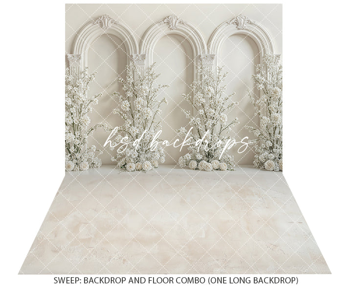 Ivory Blossom Arches – Elegant Floral Backdrop