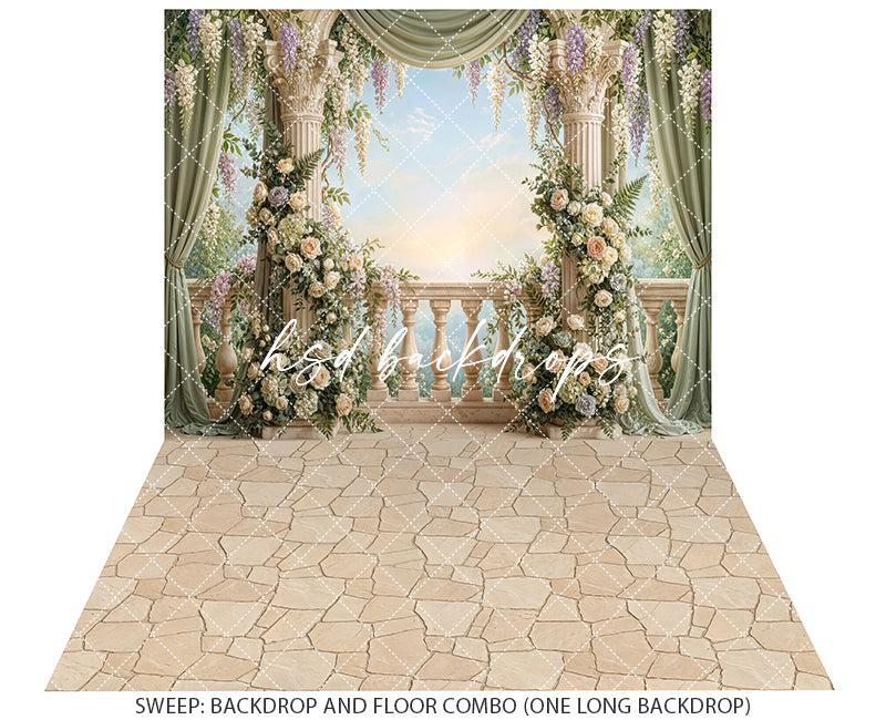 Wisteria Embrace Balcony Photography Backdrop | HSD Backdrops