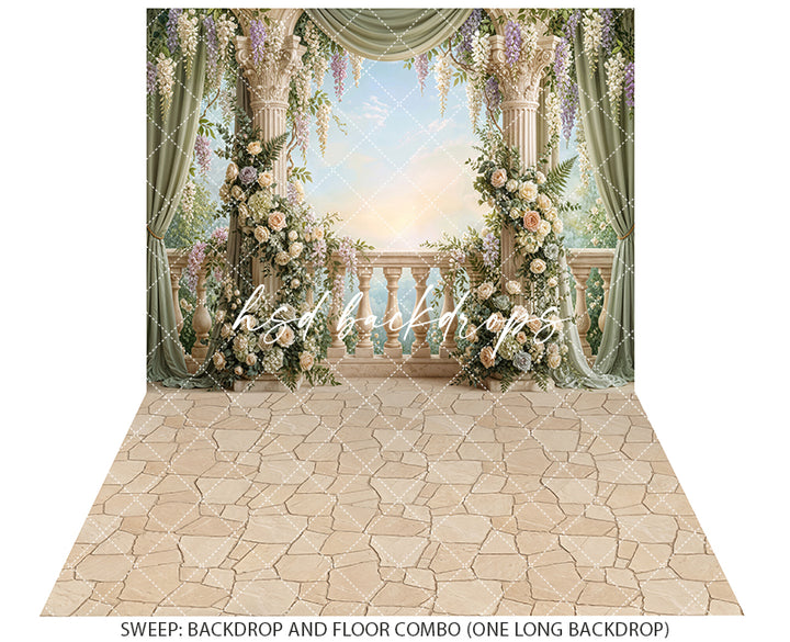 Wisteria Embrace Balcony Photography Backdrop | HSD Backdrops
