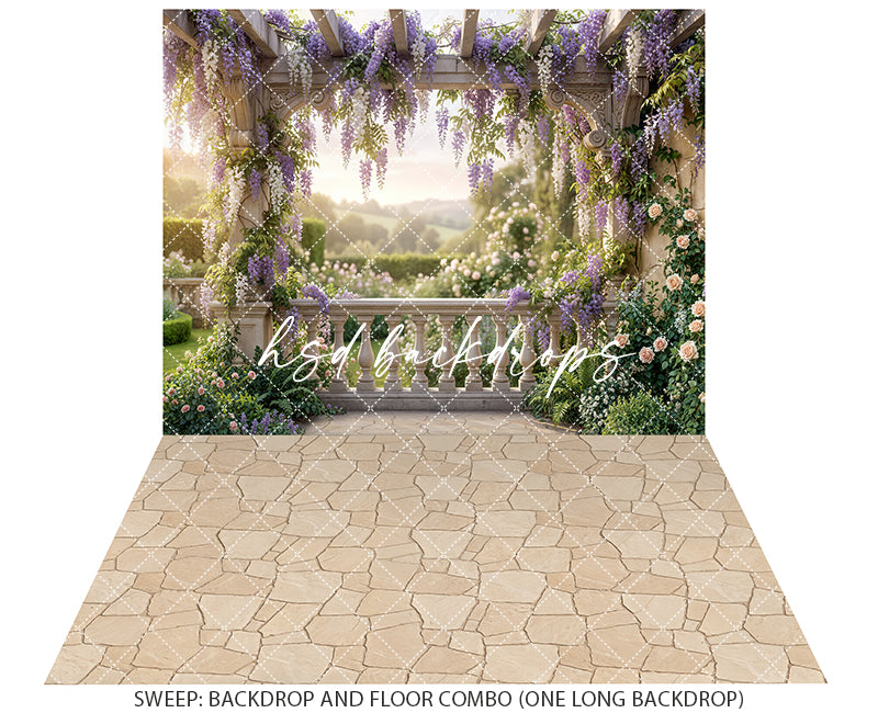 Hsd Backdrops Wisteria Garden Pergola – Romantic Floral Backdrop | HSD Backdrops ...