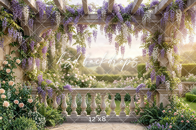 Wisteria Garden Pergola - Floral Backdrop (flipped) | HSD Backdrops