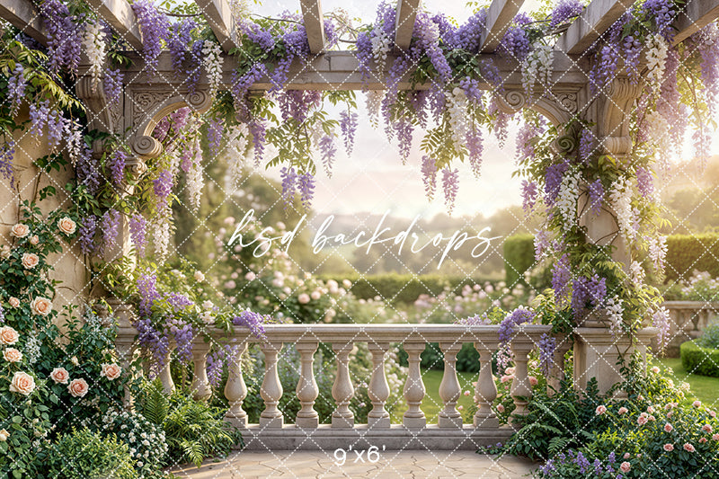Wisteria Garden Pergola - Floral Backdrop (flipped) | HSD Backdrops