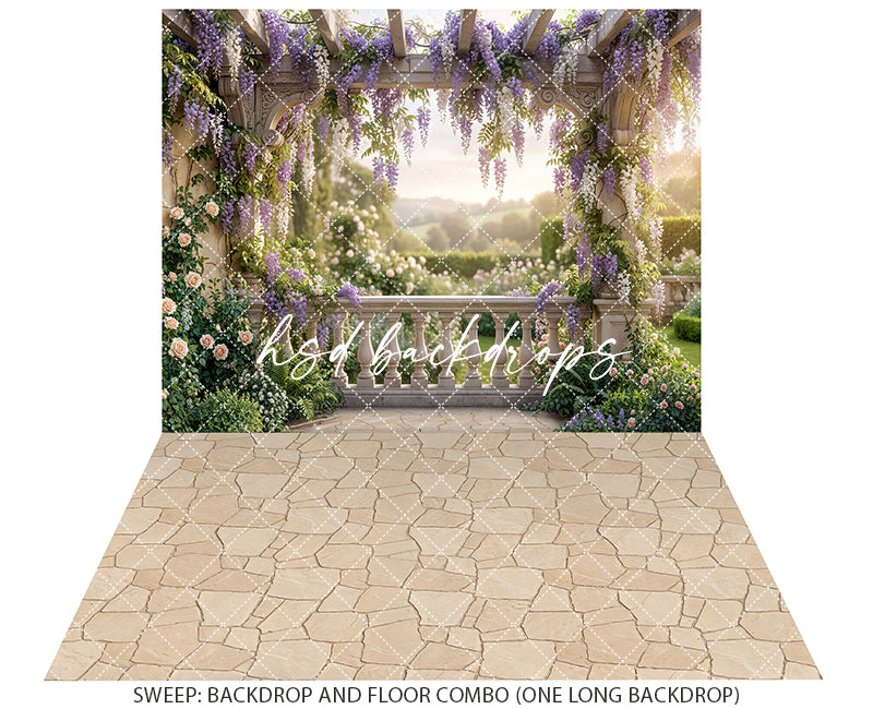 Wisteria Garden Pergola - Floral Backdrop (flipped) | HSD Backdrops