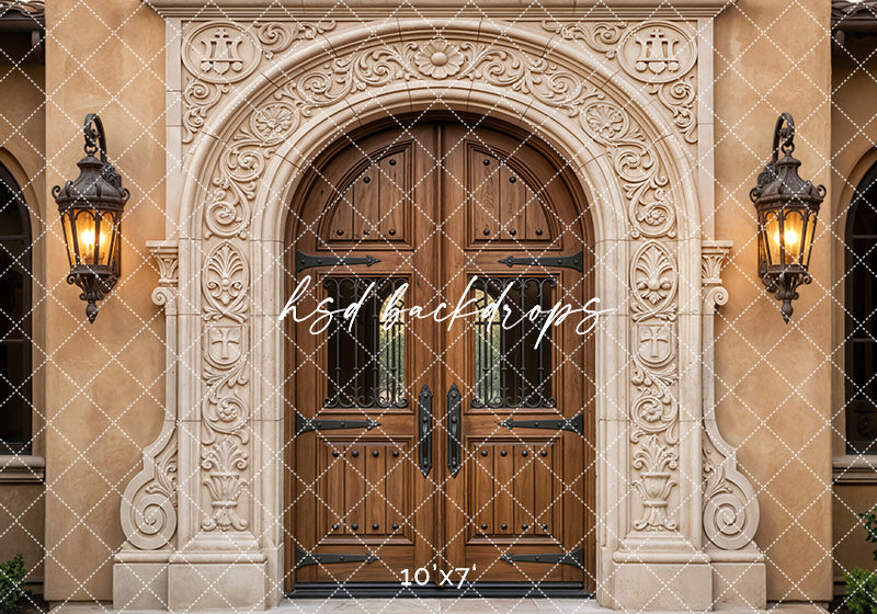 Hacienda Archway Entrance – Ornate Spanish Door Backdrop | HSD Backdrops