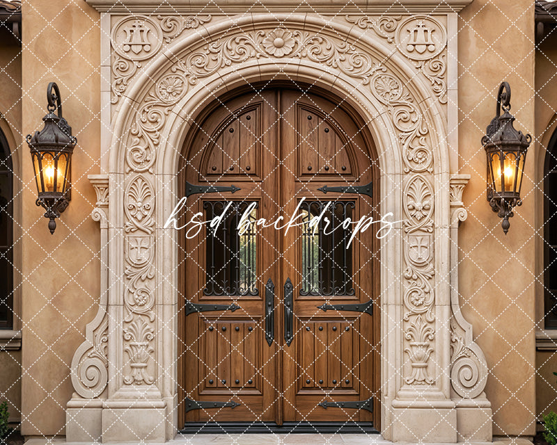 Hacienda Archway Entrance – Ornate Spanish Door Backdrop | HSD Backdrops