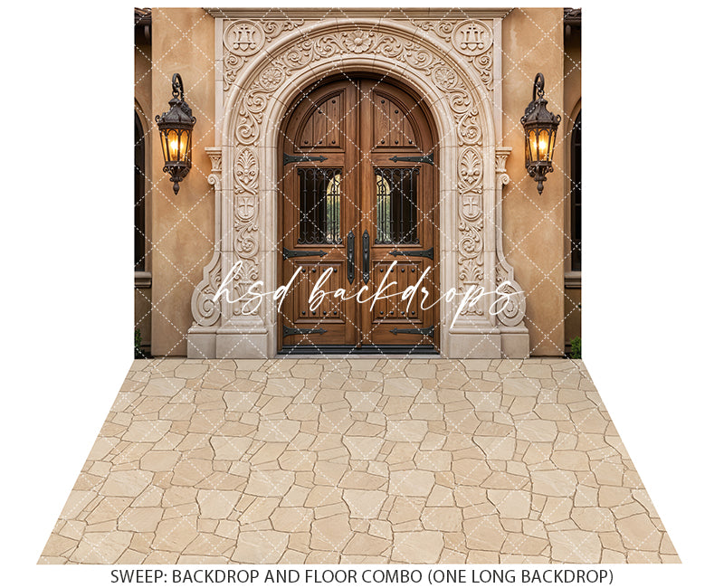 Hacienda Archway Entrance – Ornate Spanish Door Backdrop | HSD Backdrops