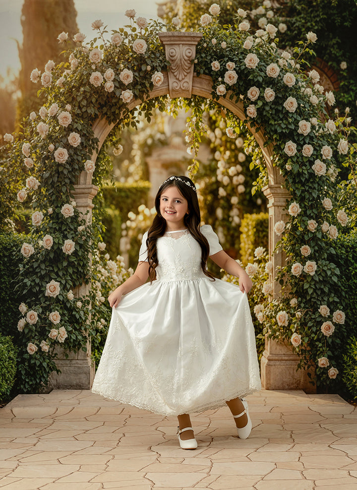 Ivory Rose Garden Arch – Elegant Floral Backdrop | HSD Backdrops