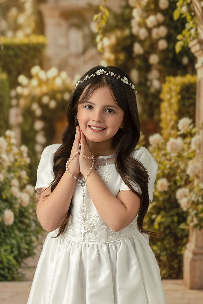 Ivory Rose Garden Arch – Elegant Floral Backdrop | HSD Backdrops