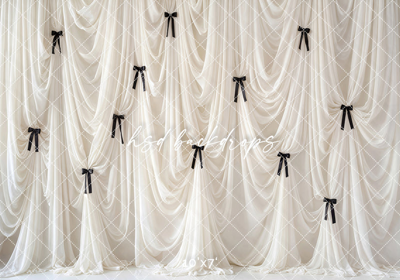 Black Bow Couture Drapes Photography Backdrop – Elegant Studio Design | HSD Backdrops