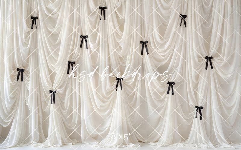 Black Bow Couture Drapes Photography Backdrop – Elegant Studio Design | HSD Backdrops